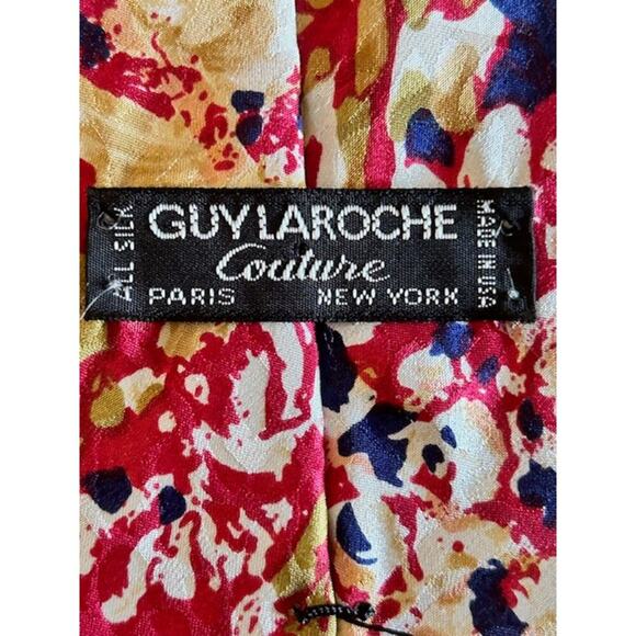 Vintage Guy Laroche Couture Silk Tie Lot (2)  Bold Abstract & Floral Patterns - Picture 3 of 3
